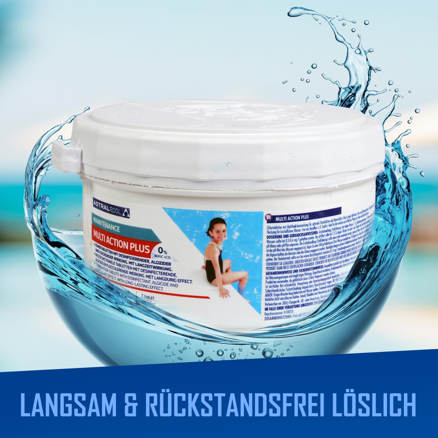 Astral Pool Multi Action Plus Chlorblock 3x500g - Multifunktionstabletten für Langzeitdesinfektion, Algenprävention & Flockung