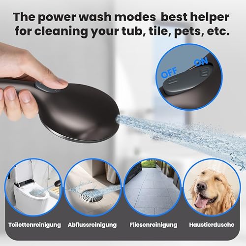 Miniatura 5 de Cabezal de ducha filtrado con mano, 7 ajustes de pulverización, cabezal de ducha de alta presión integrado para limpiar bañera, azulejos y mascotas,
