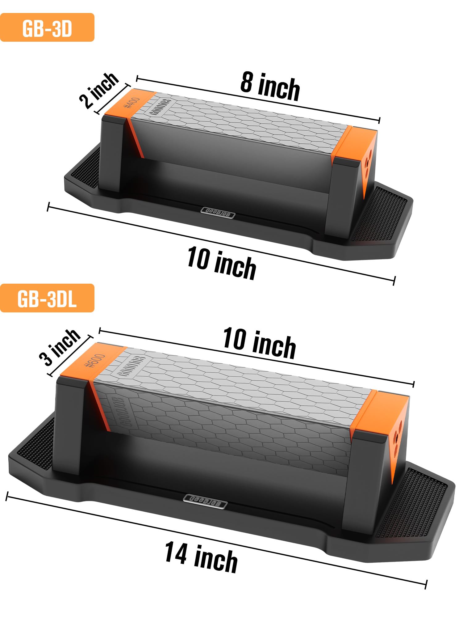 Goodjob Affilacoltelli diamantato a 3 lati, grana 400/1000/8000, affilacoltelli industriale in ceramica e diamante, adatto per acciaio di qualsiasi durezza, con guida angolare e base antiscivolo