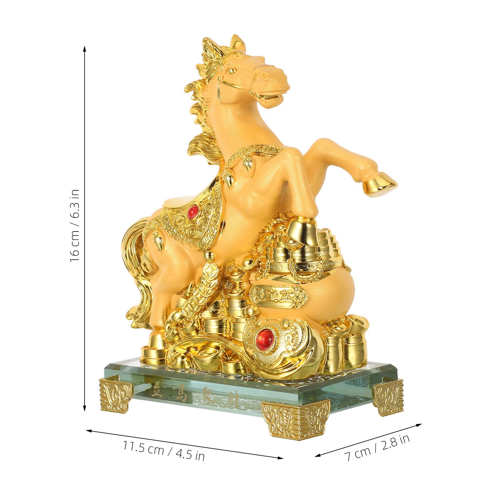 Statua in Resina di Cavallo Oro, Decorazione per Salotto e Scrivania