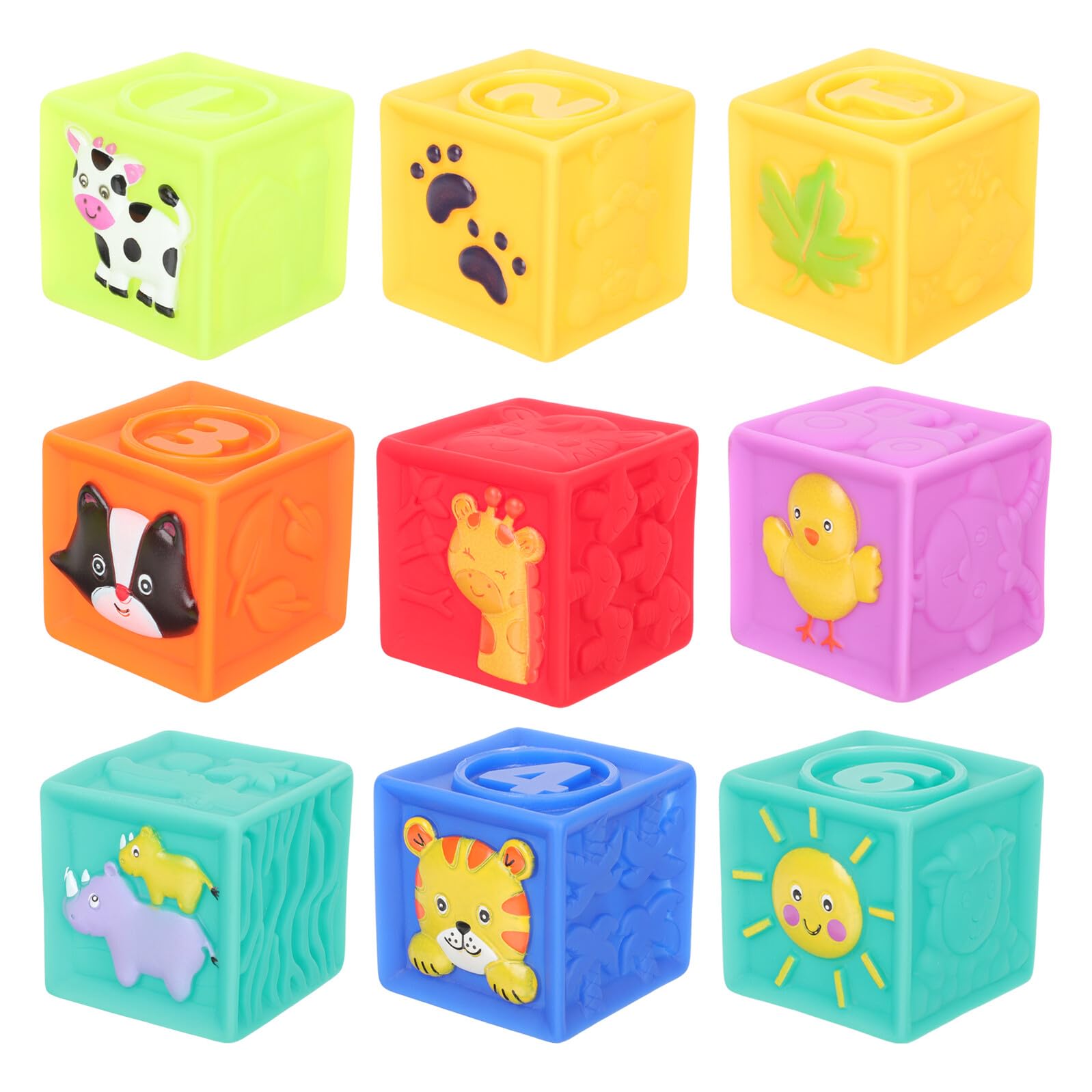Blocs pour Bébé 9 Pièces en Pvc, Jouet D'éveil pour Garçon et Filles