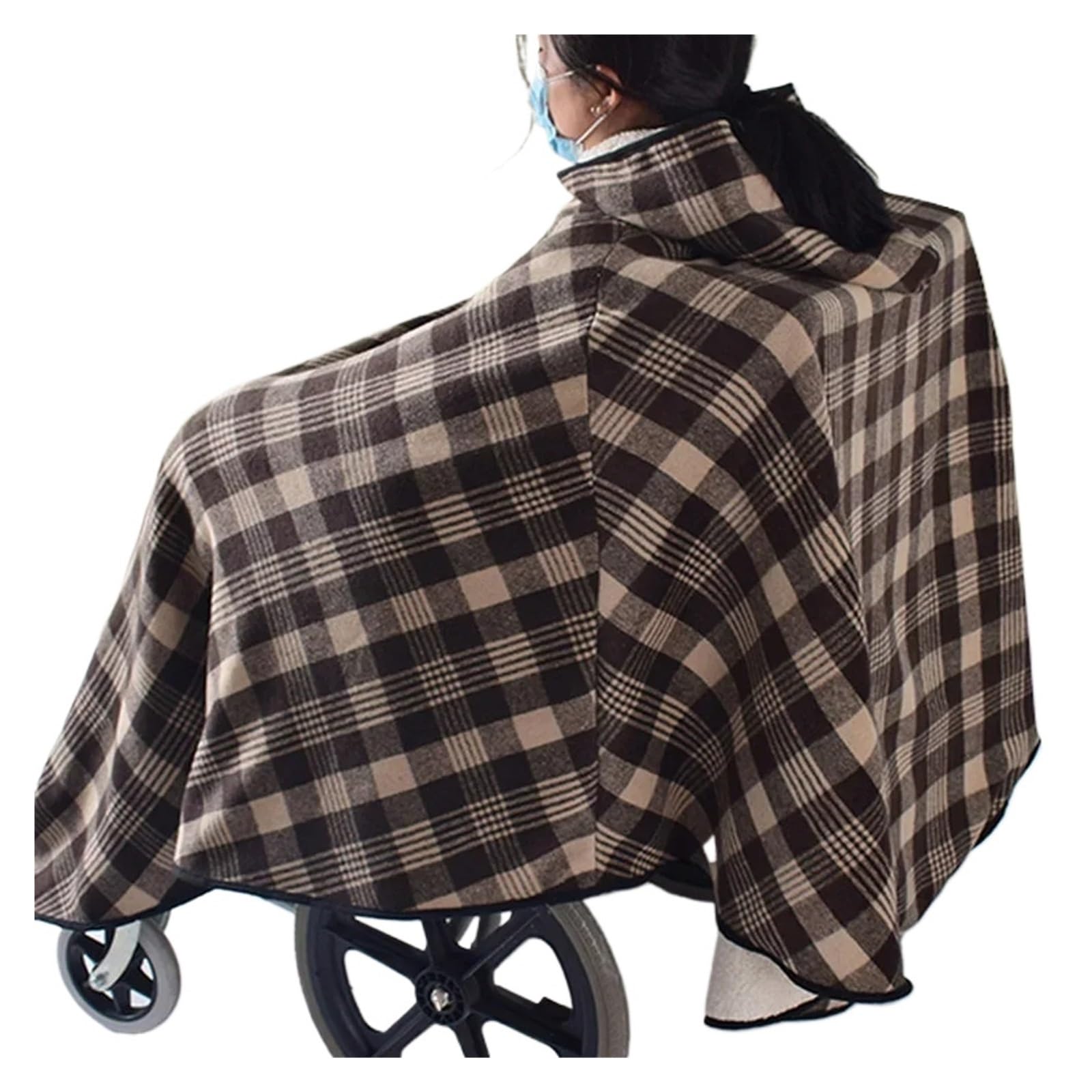 Manta para Silla de Ruedas, Tela de Doble Capa Talla Grande con Capucha, Hombros, Cintura, Calidez for el Cuidado Personas Mayores