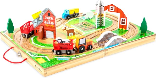Melissa & Doug 17-Piece Take-Along Wooden Tabletop Farm
