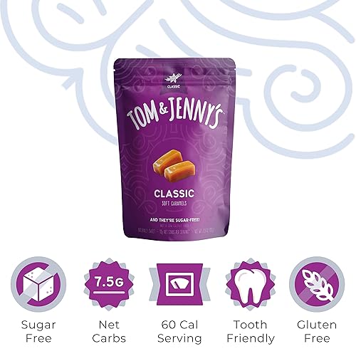Miniatura 4 de Tom  Jennys dulces de caramelo suave sin azúcar caramelo bajo en carbohidratos para dieta keto con xilitol y maltitol