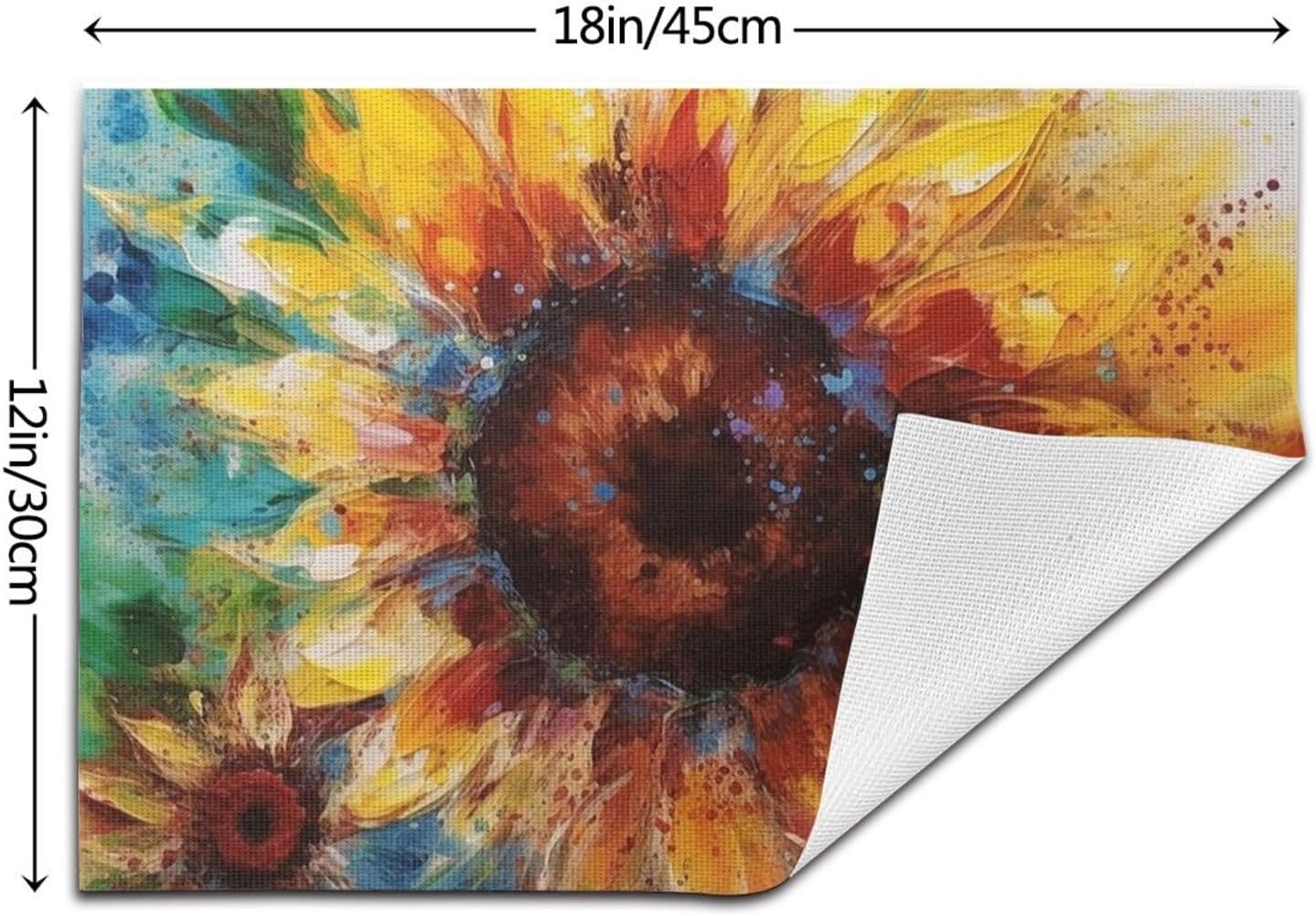 Placemats Set of 6 PCS Heat Resistant Non-Slip PVC Place mats for Dining Table Abstract Sunflower Multicolor Vinyl Woven Placemat Washable Wipeable Table Mats for Kitchen Indoor Outdoor 18 x 12 Inch