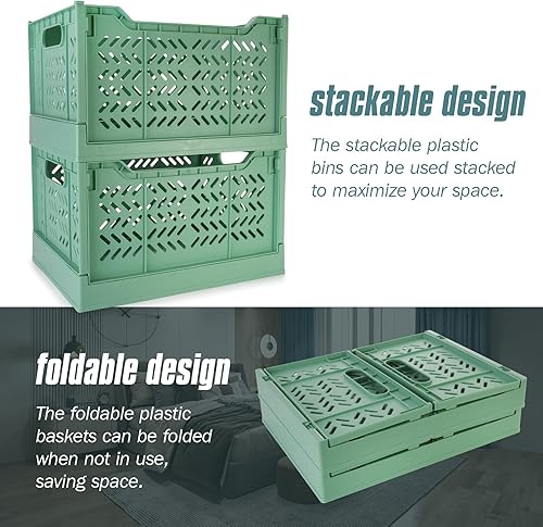 Miniatura 4 de Domiella Paquete de 2 Cajas para Almacenamiento, Cajas de Almacenamiento de Plástico Apilables, Caja Plegable para Oficina Hogar Cocina Dormitorio