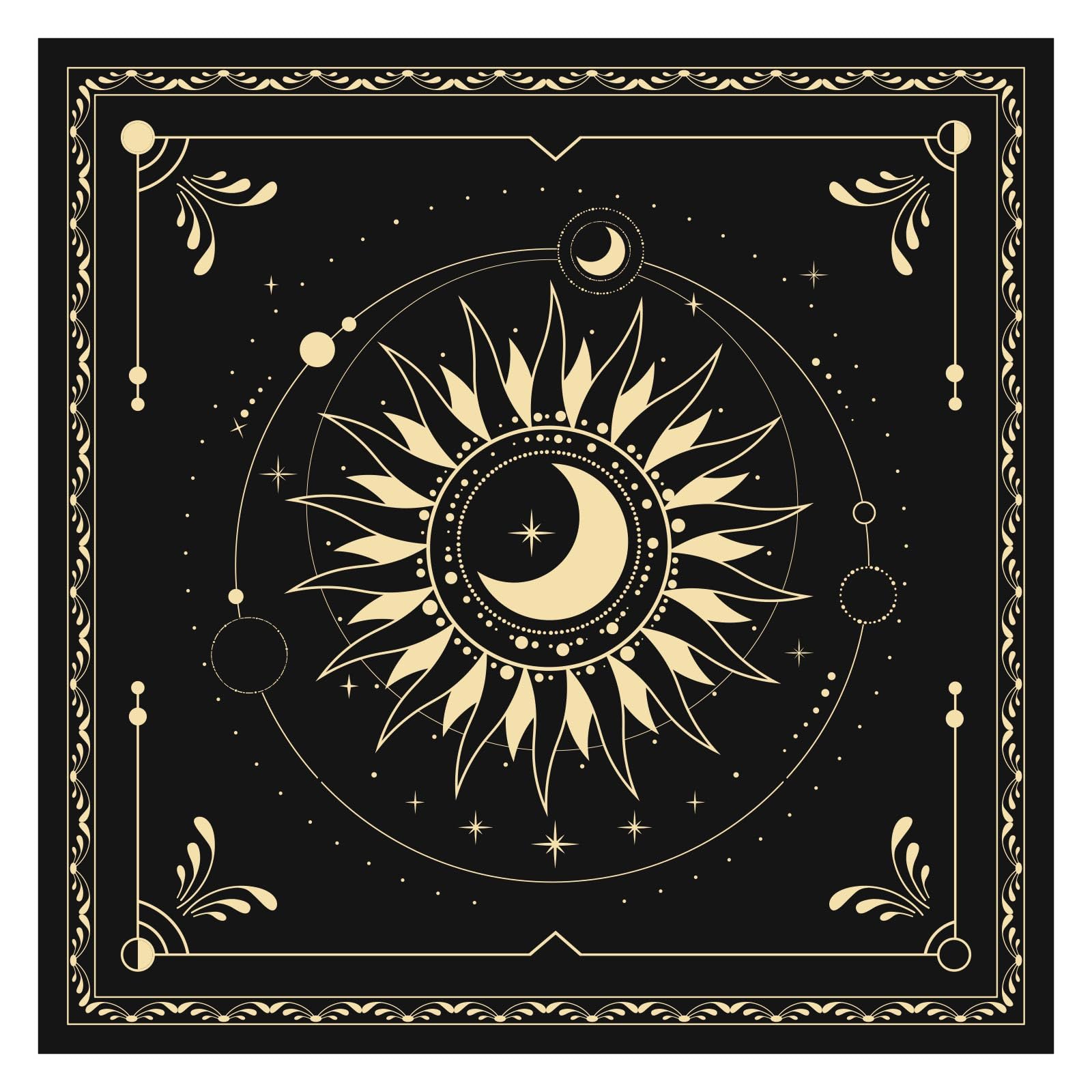 BOXOB Altar Cloth, 18.31x18.31in Delicate Square Sun Moon Alter Cloths Witchcraft Spiritual Tarot Mat Tablecloth Divination Tools and Accessories