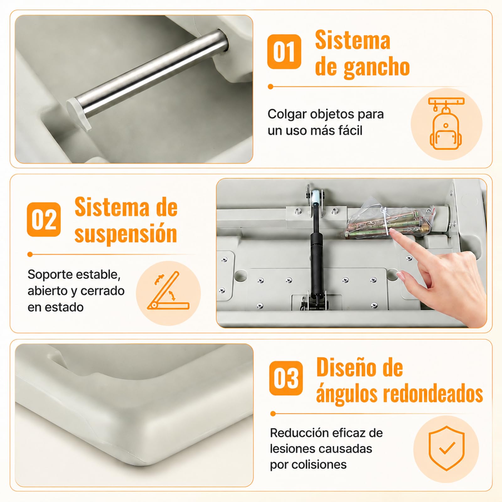Cambiador bebe plegable de pared, cambiador de bebe para baños públicos con cinturón de seguridad ajustable, ganchos laterales y cajas de almacenamiento plegables