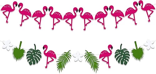 Miniatura 3 de KatchOn, Centros de mesa grandes de piña para mesa, 12 pulgadas, paquete de 6 con guirnalda de flamencos de fieltro grande de 10 pies, 2 cuerdas, no