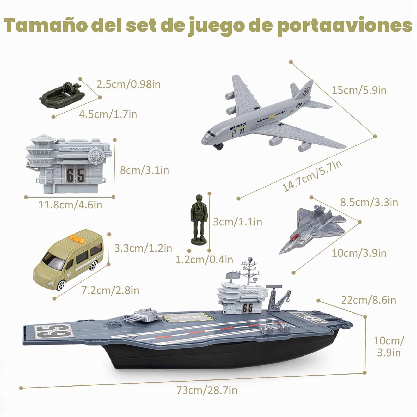 RedCrab Juego de Maqueta Portaaviones - Acorazado Militar Juguete Kit con Coche Militar, Avión Militar, Helicóptero y Tanque Juguete, Soldado Juguetes, Regalo para Niños y Niñas 3 Años+