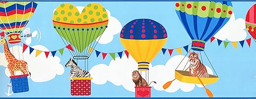 Miniatura 2 de Concord - Papel tapiz de papel tapiz con diseño de animales africanos, globos, panda, cebra, elefante para habitación de niños, habitación de niñas,