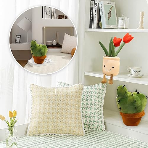 Miniatura 4 de Peluche de cactus de 11.8 pulgadas, juguete de peluche para niños, decoración de almohada de maceta de abrazo