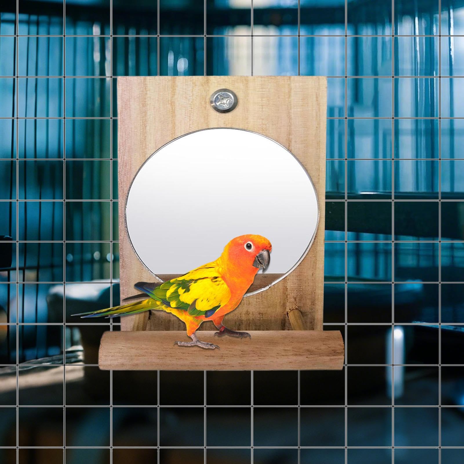 Amazon | Parlayildiz バードミラー | 鳥用止まり木と鏡のオウム