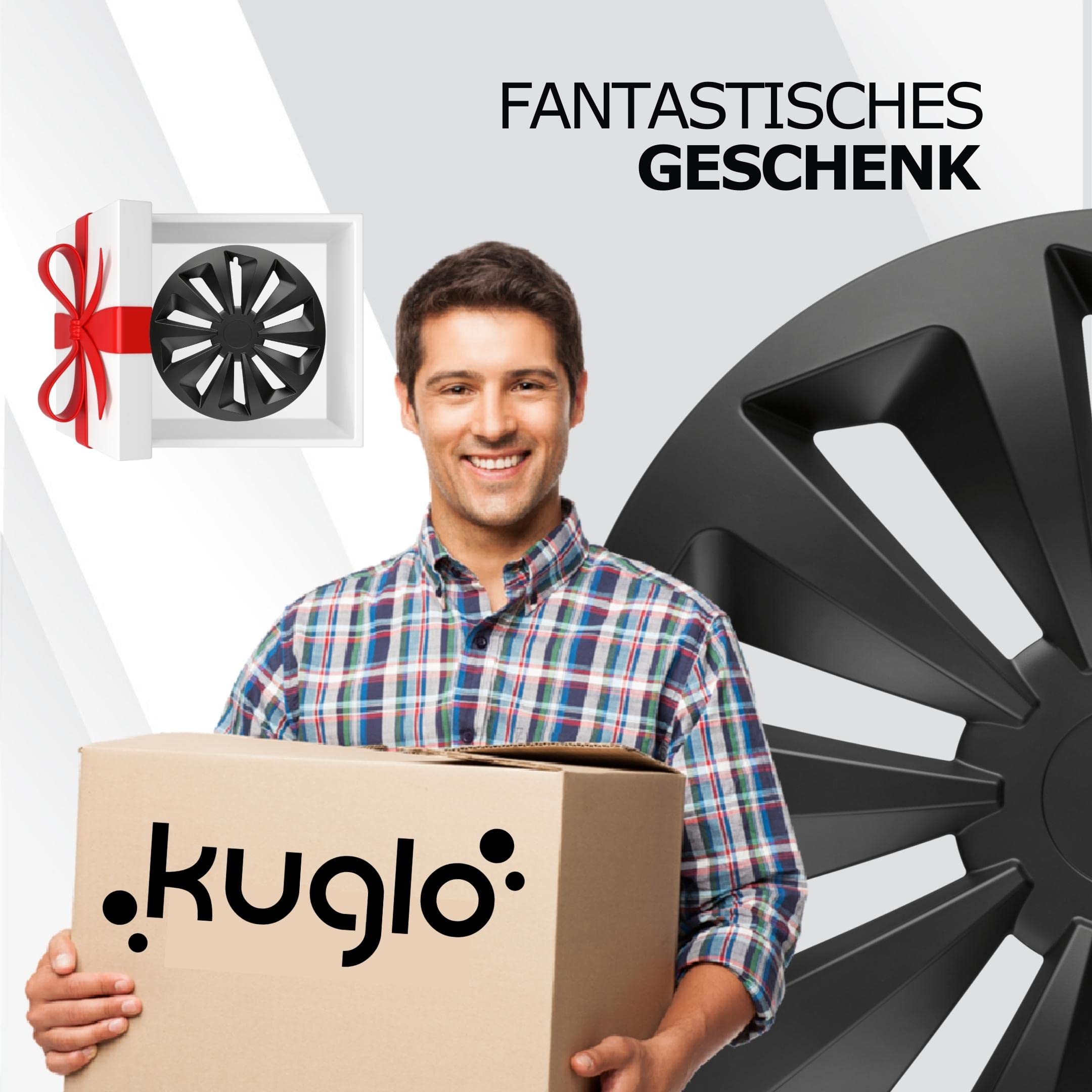 Radkappen 16 Zoll Schwarz Radzierblenden 4er-Set The Rock für Stahlfelgen | Zierkappen, Radblenden & Felgenabdeckung, rostfrei & witterungsbeständig, einfache Clip-Montage, für die meisten Automarken