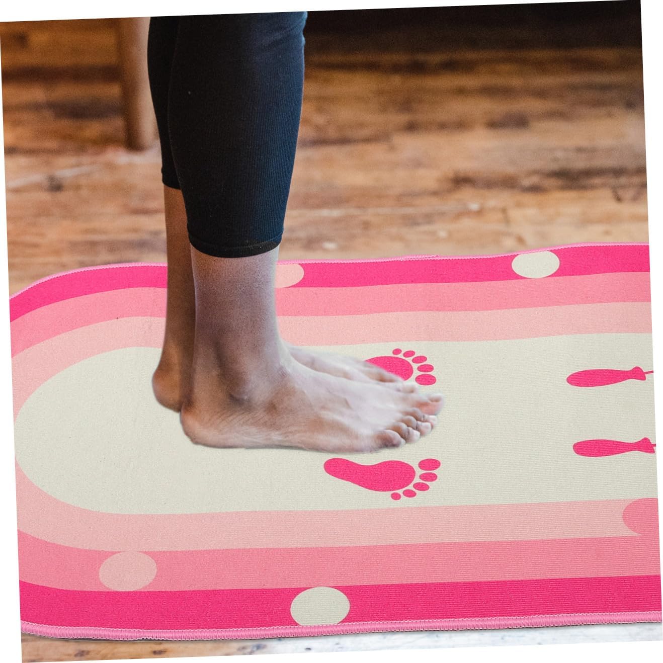 Soundproofing Training Jumping Mat with Thickened Silicone Base, Multi-function Portable Exercise Mat for Indoor Fitness and Home Workout, 50x80cm Oval Pink
