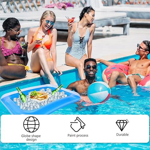 Miniatura 7 de Barra inflable para servir hielo: 6 contenedores de bebidas de alimentos para servir ensaladas, pequeñas bebidas de hielo inflables, bandeja de