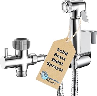 All Metal Handheld Bidet Sprayer for Toilet – Chrome – Handheld Bidet Attachment for Toilet with 59” Hose & Leak-Proof T-Valve - Muslim Shower for Toilet - Jet Spray for Toilet