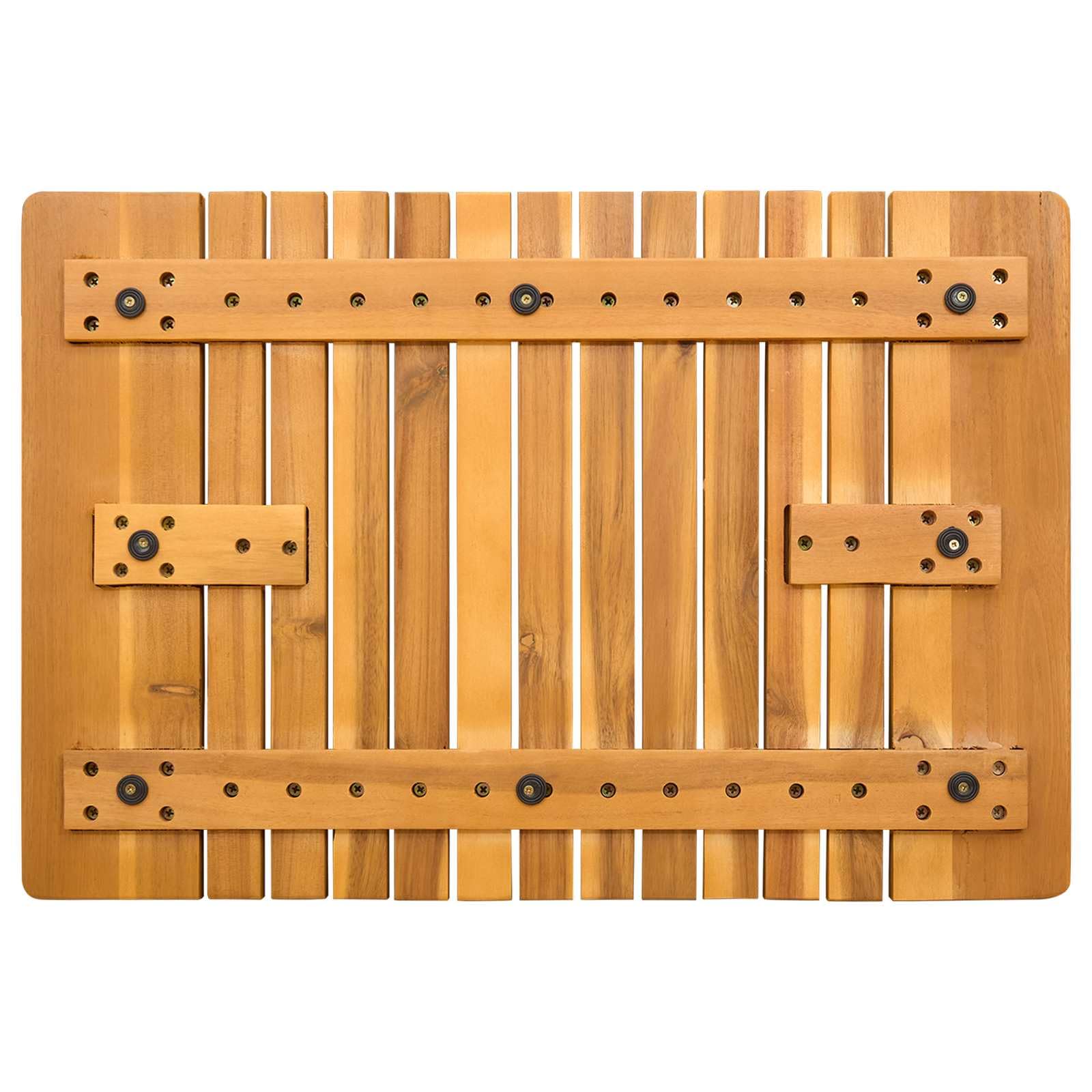 Alfombra de baño de madera de acacia maciza, marrón, 59 x 40 cm, antideslizante, impermeable, ventilada, para baño y balcón, fácil de limpiar, adecuada para baño, duradera y elegante