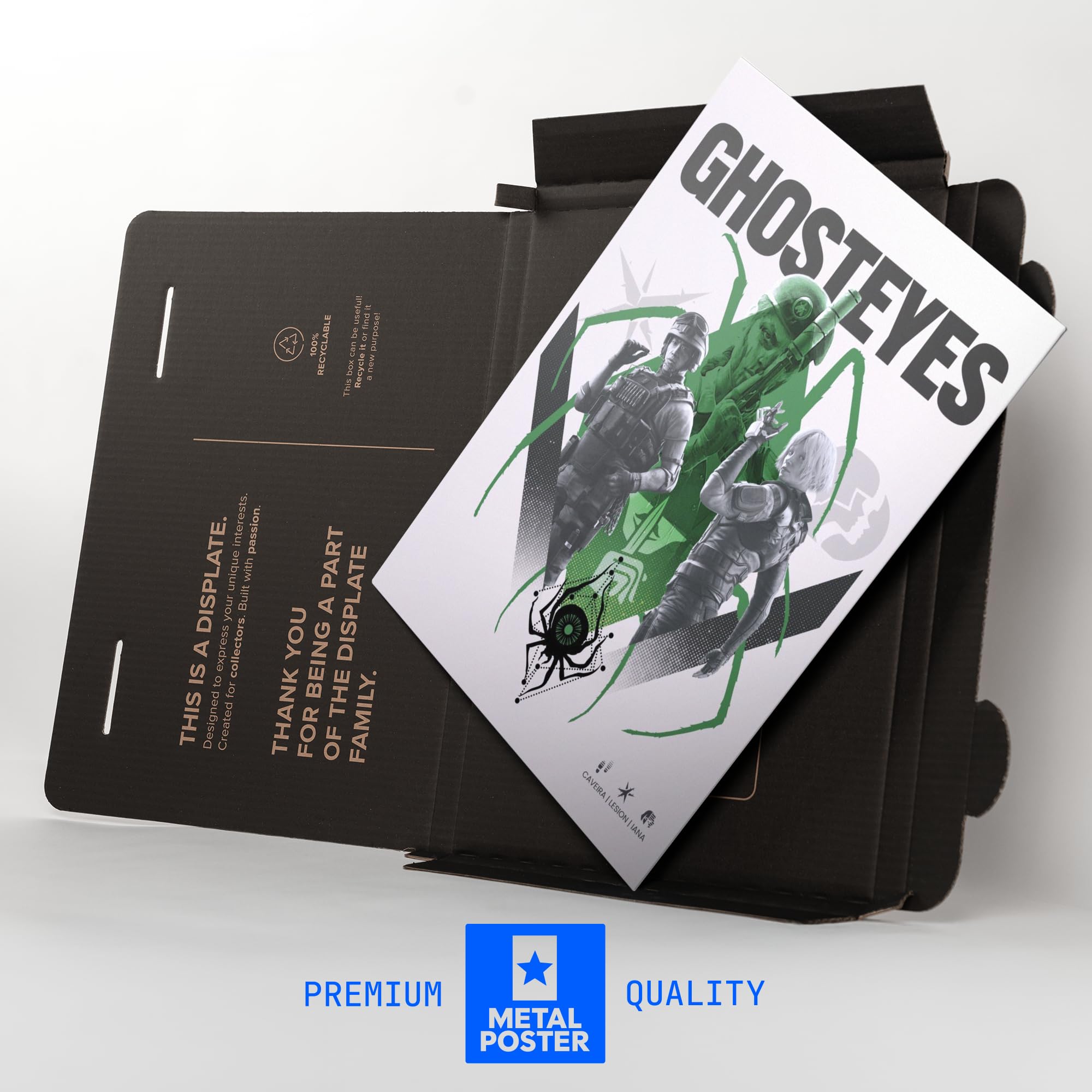 Displate Metall poster Six Siege Ghosteyes Größe L | Bilder Wanddeko Wohnzimmer & Schlafzimmer Wandbilder, Geschenk. Wandkunst mit Magnet-Befestigung, ohne Bohren.