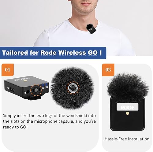 Miniatura 4 de Rode Wireless Go I (4 unidades) para micrófonos inalámbricos Rode Go I (1. generación), funda de micrófono peluda para reducción de ruido ambiental