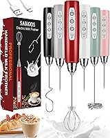 Vista 20 de Espumador de leche con soporte - Espumador de café recargable de mano con 3 batidors de acero inoxidable, batidor eléctrico ajustable de 3