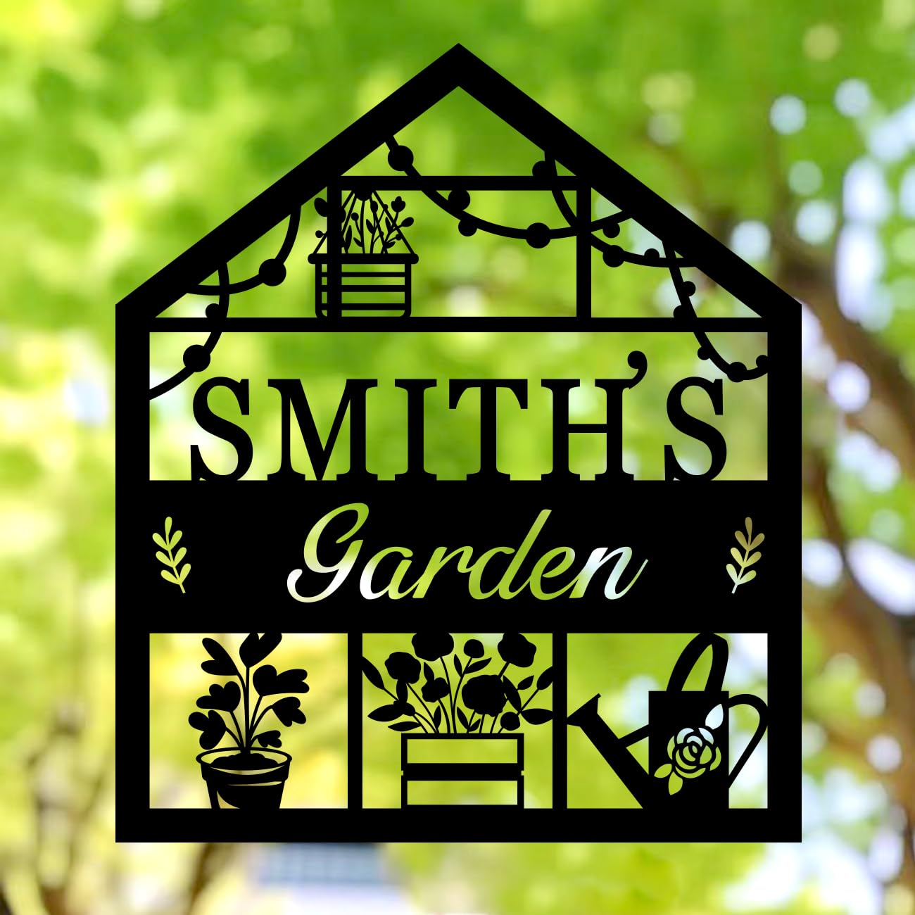 Personalized Greenhouse Name Signs, Metal Garden Decor, Last Name Sign, BackYard Metal Decor, New House Gift, Gift for Gardener
