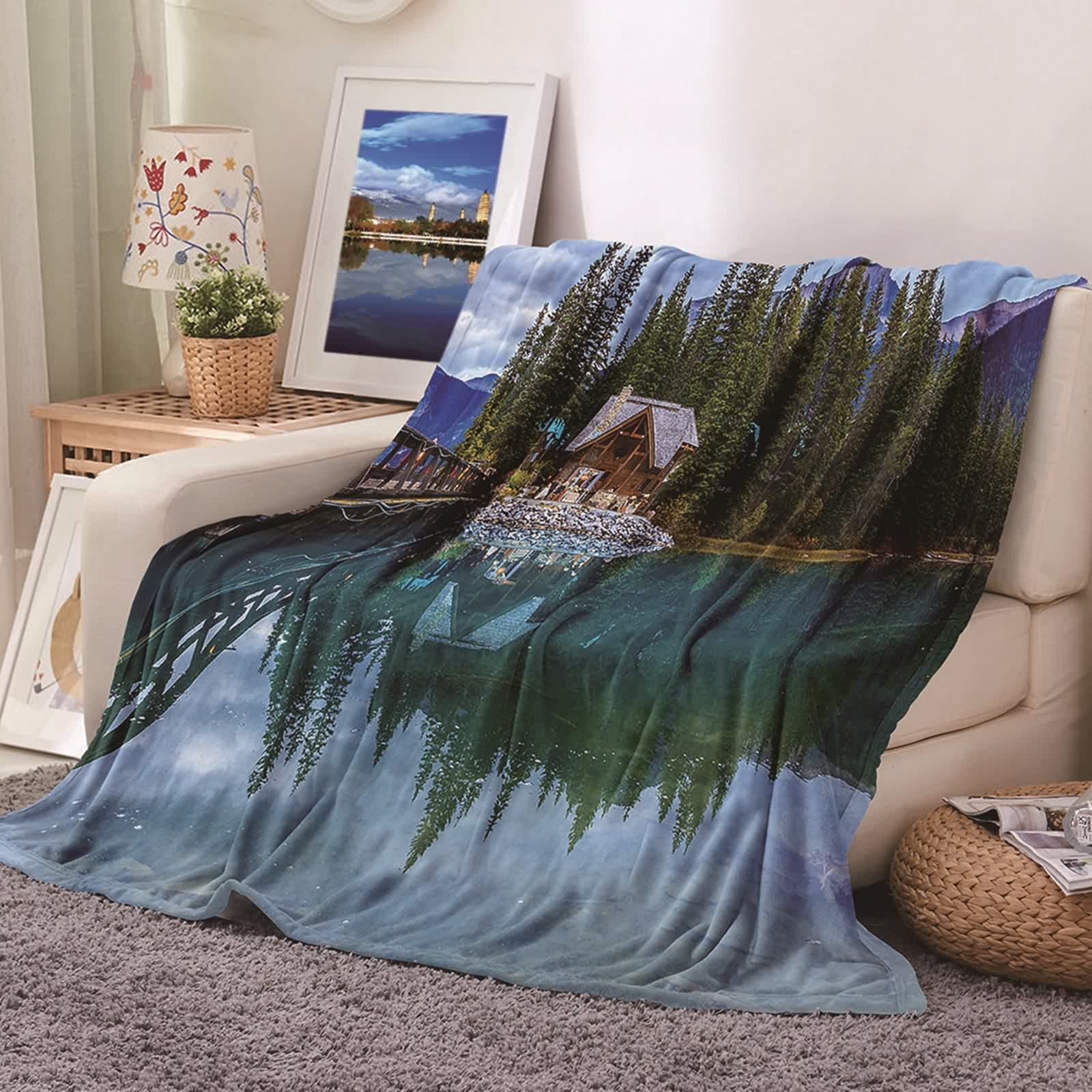 Couverture polaire en flannel 100x150cm plaid canapé imprimé nature