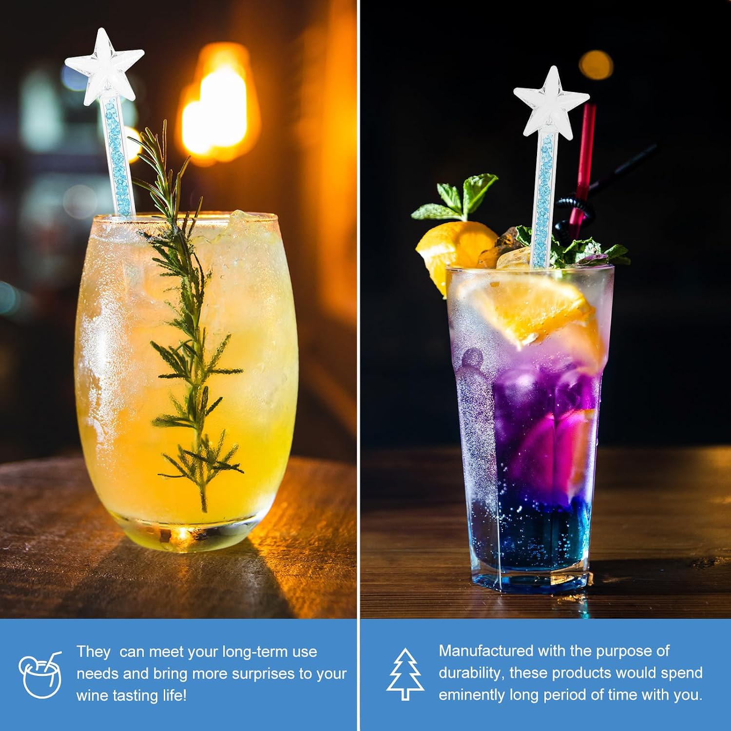 Star Shaped Glass Swizzle Stick for Coffee Juice and Cocktails
