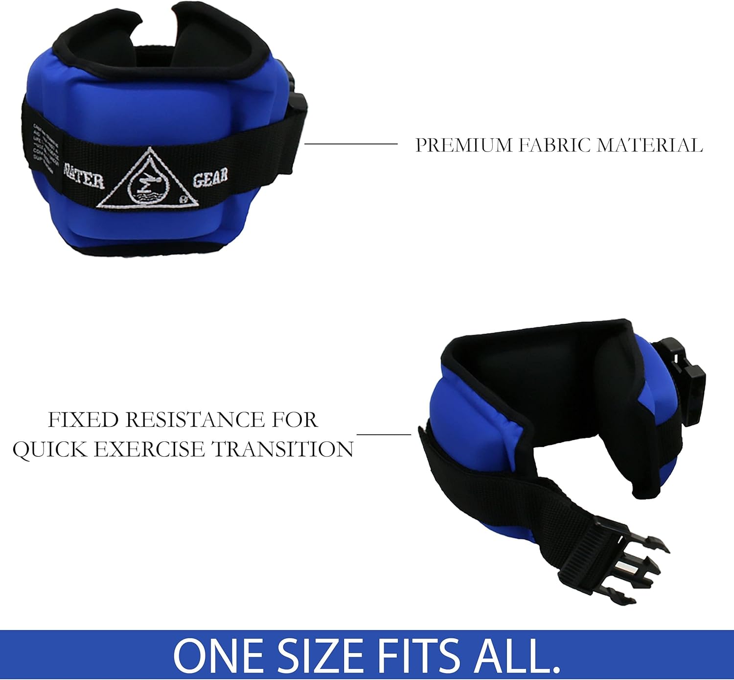 Water Gear Micro Buoyancy Cuff - Aqua Aerobics Fitness Gear Bands for Ankle and Wrist - Swimming Pool Workout - Exercise Equipment Adjustable Ankle and Wrist Bands for Men and Women