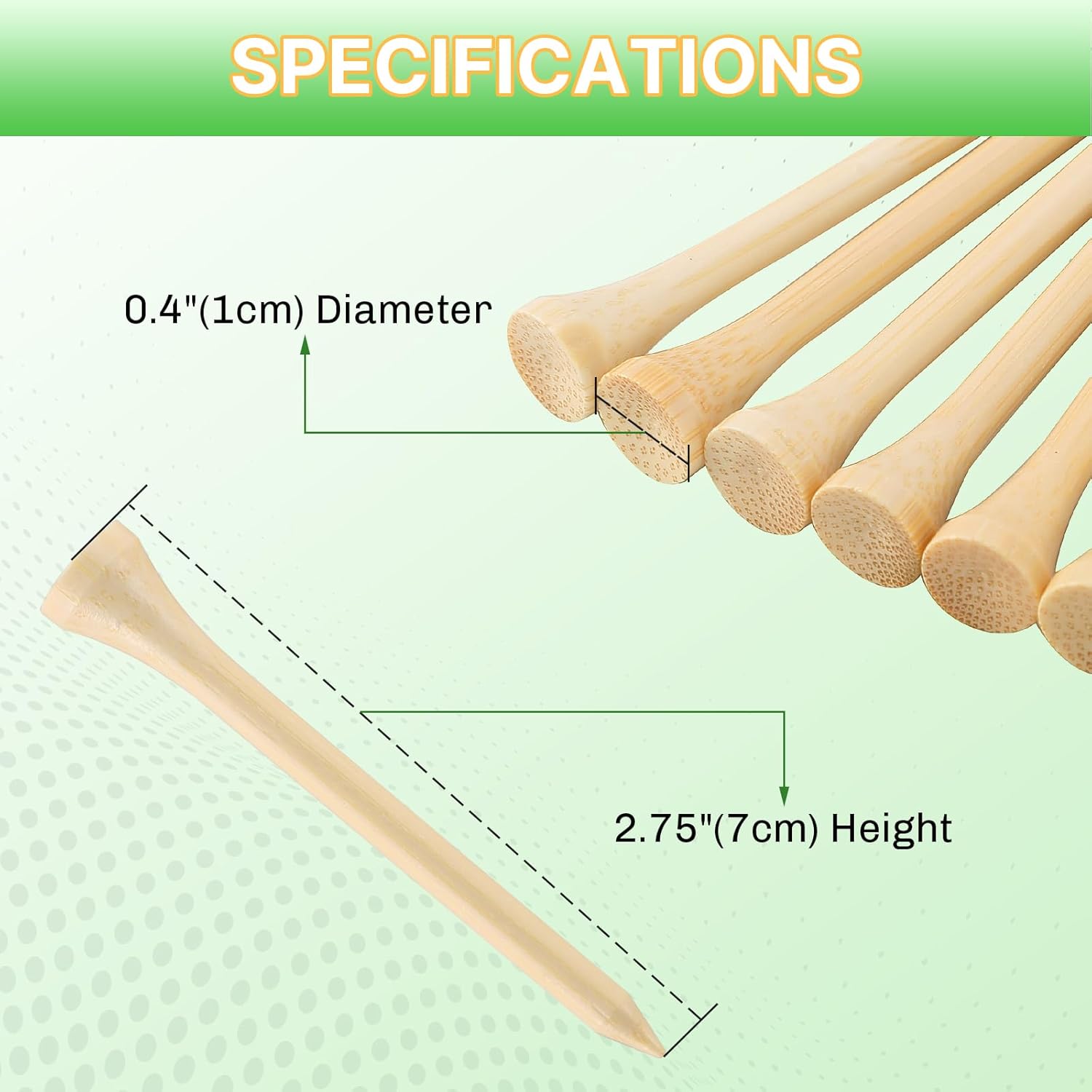 Bamboo Golf Tees 1000/500/250 PCS 2-3/4 & 3-1/4 inch Length | Bamboo Golf Tees, 7X Stronger Than Wood Golf Tees, Reduce Friction & Side Spin