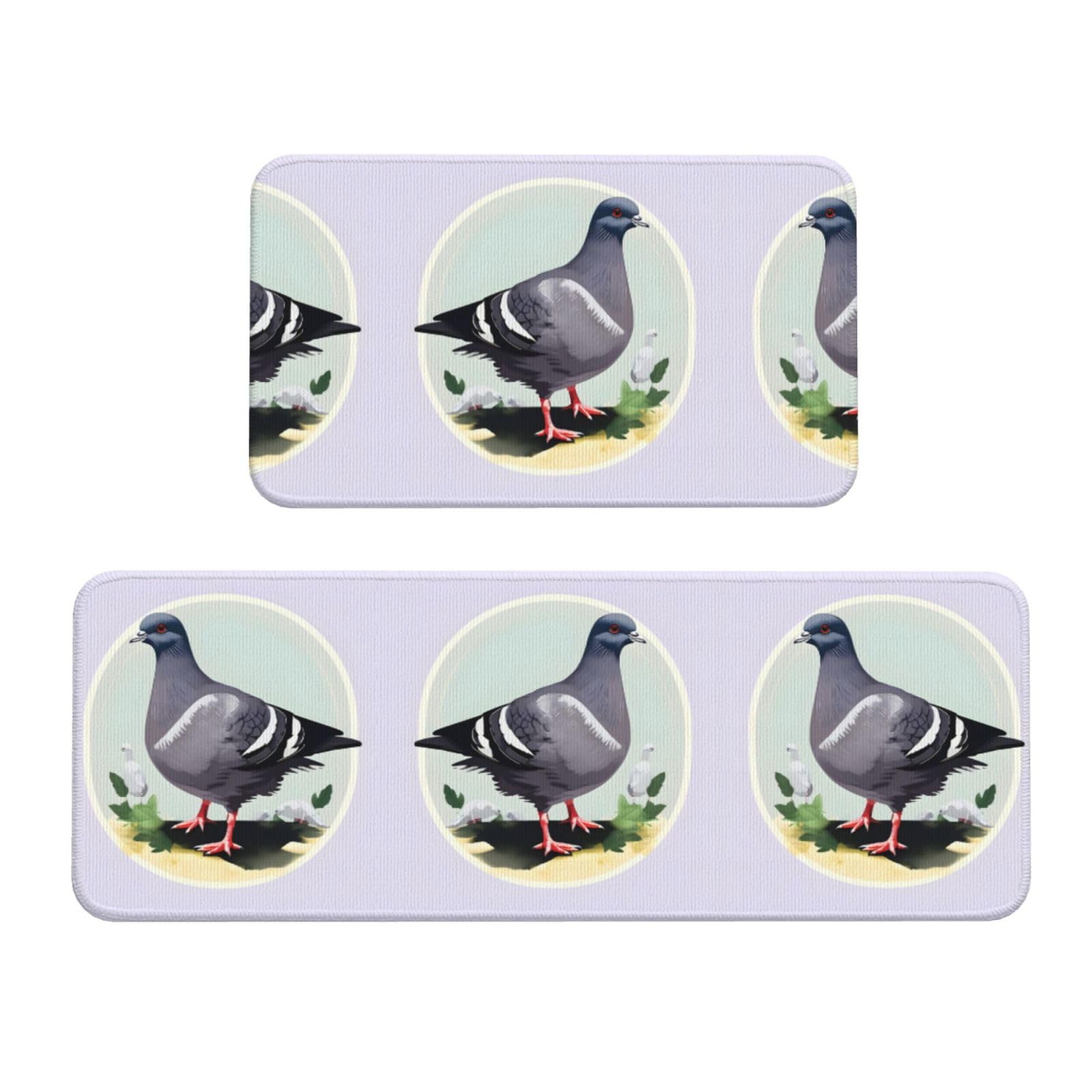 Tapis de cuisine lot de 2 anti-glisse pigeon gris pour sol glissant et fatigue debout