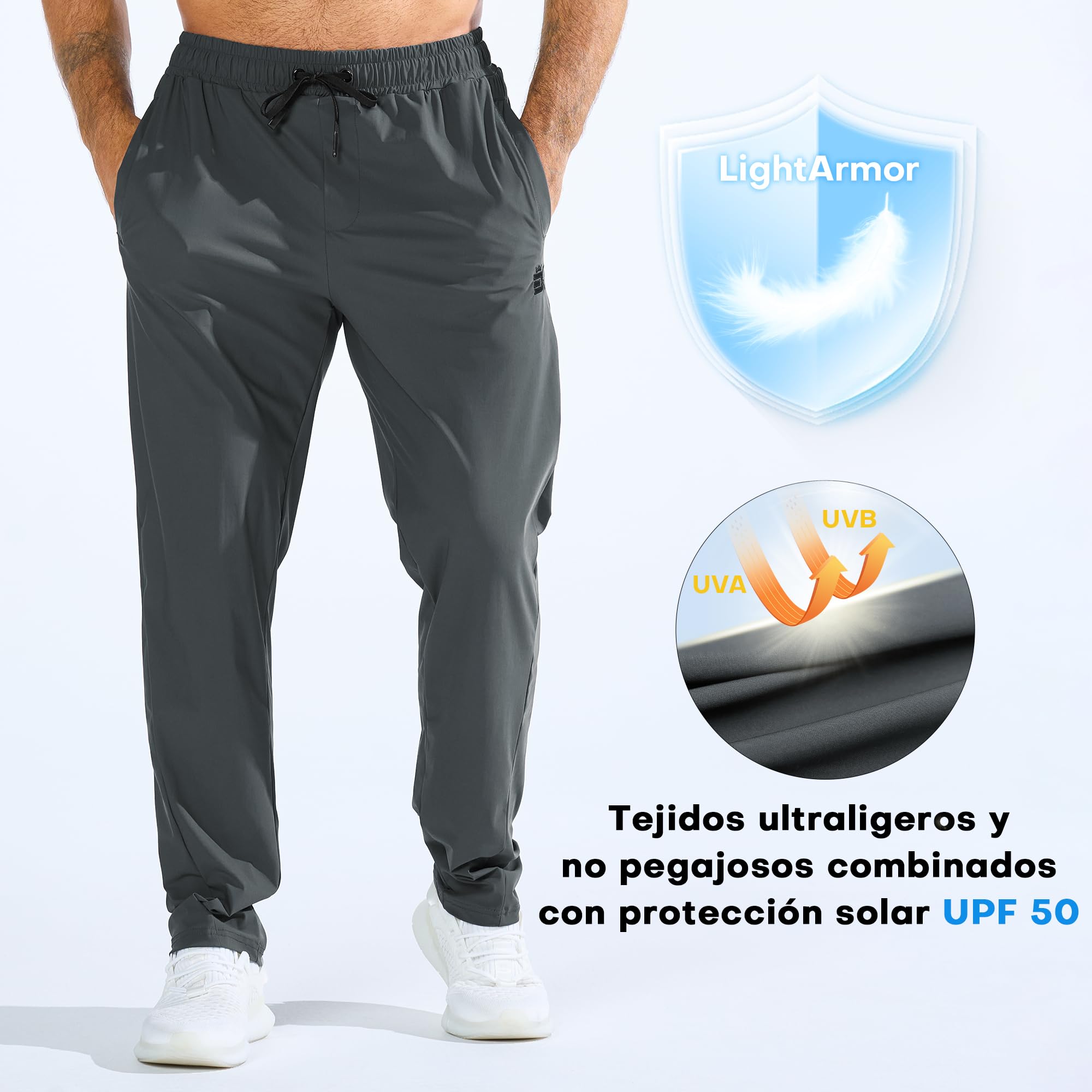 ZENWILL LightArmor Pantalones Deportivos Running Hombre Jogger Cremallera Bolsillo