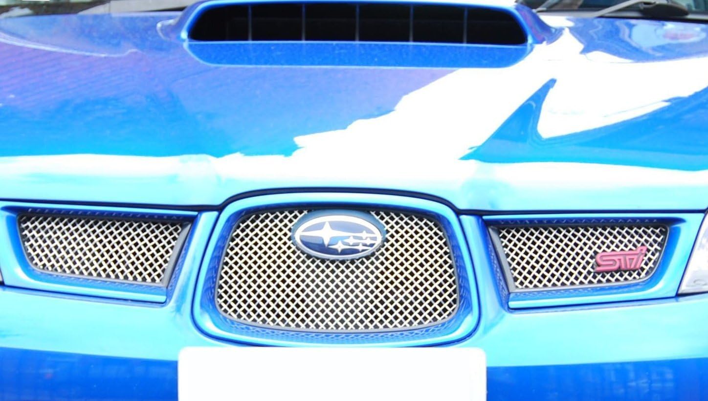 Zunsport Compatible With Subaru Impreza Hawkeye - Front Grill Set with Full Lower Grill - Silver finish (2006 to 2007)