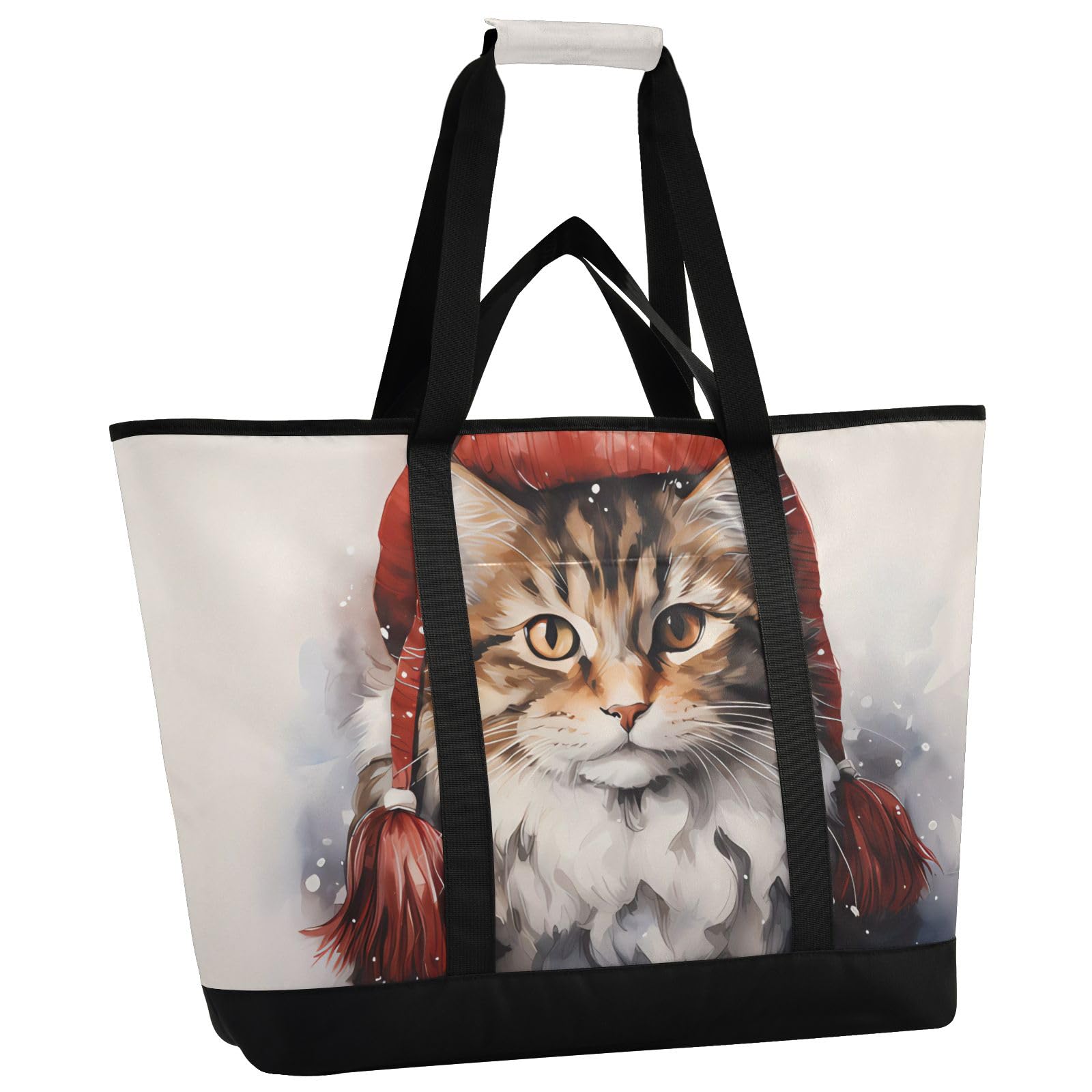 Christmas Kitty - Bolsa térmica térmica reutilizable con cremallera, bolsa térmica grande portátil para viajes o camping