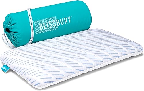 Miniatura 1 de BLISSBURY Almohada ultra fina de enfriamiento de 2.6 pulgadas para dormir, almohada plana para dormir boca abajo y boca arriba  Almohada de espuma