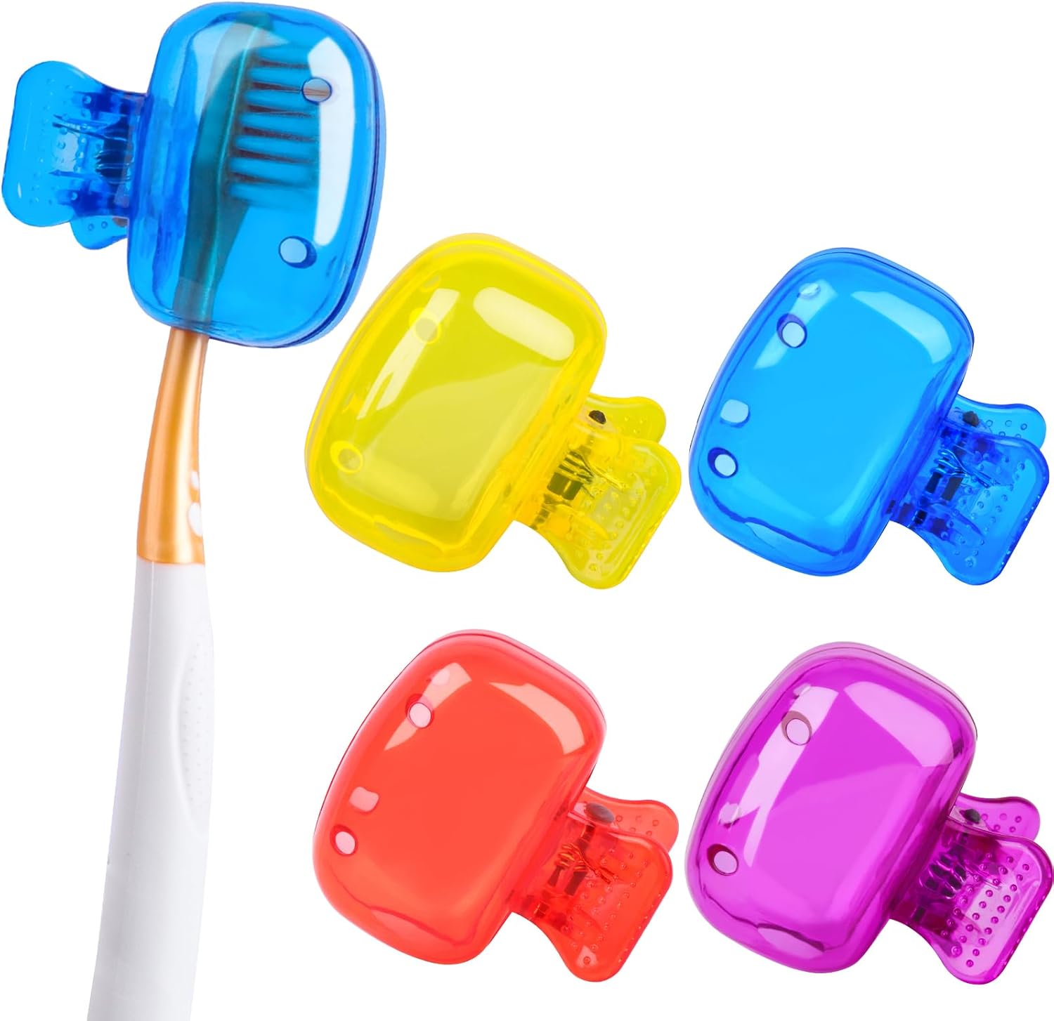 4 Pack Toothbrush Covers, Portable Plastic Toothbrush Head Case for Travel, Business, Camping, School, Home