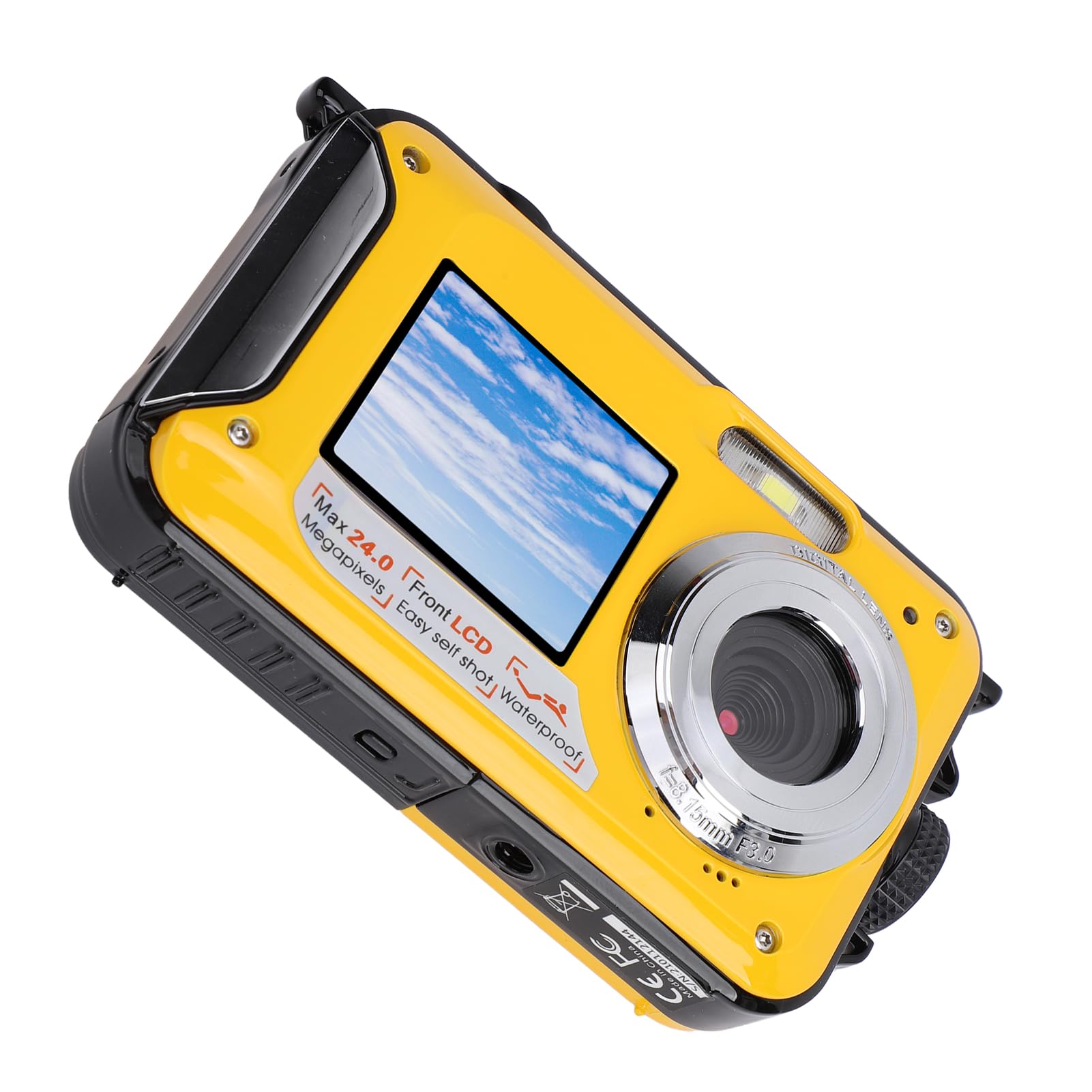 „2. Kamera Podwodna z Ekranem 7K, Czerwony, Wodoodporny Kompaktowy Aparat Cyfrowy do Snorkelingu, Nurkowania i Pływania, Idealny ” (YELLOW)