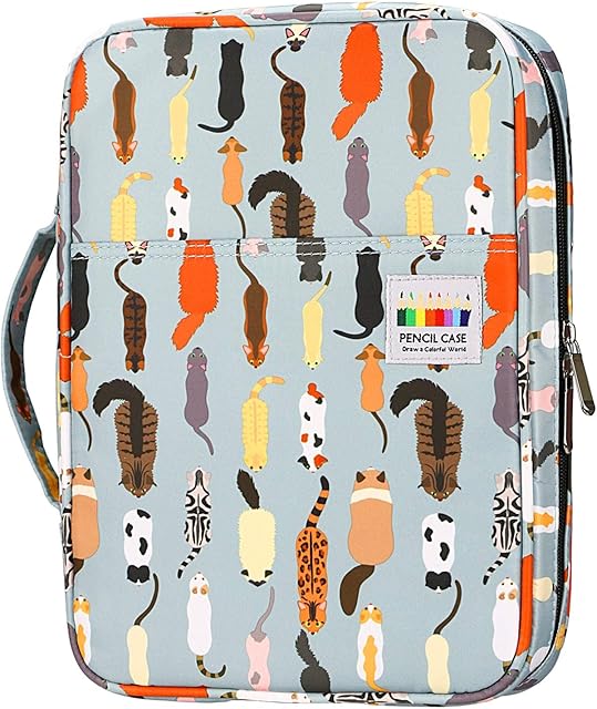 YOUSHARES Colored Pencil Case 166 Slots Pen Case Organizer with Handy Wrap & Zipper, Multilayer Holder for Prismacolor Colored Pencils & Gel Pen (Cat)