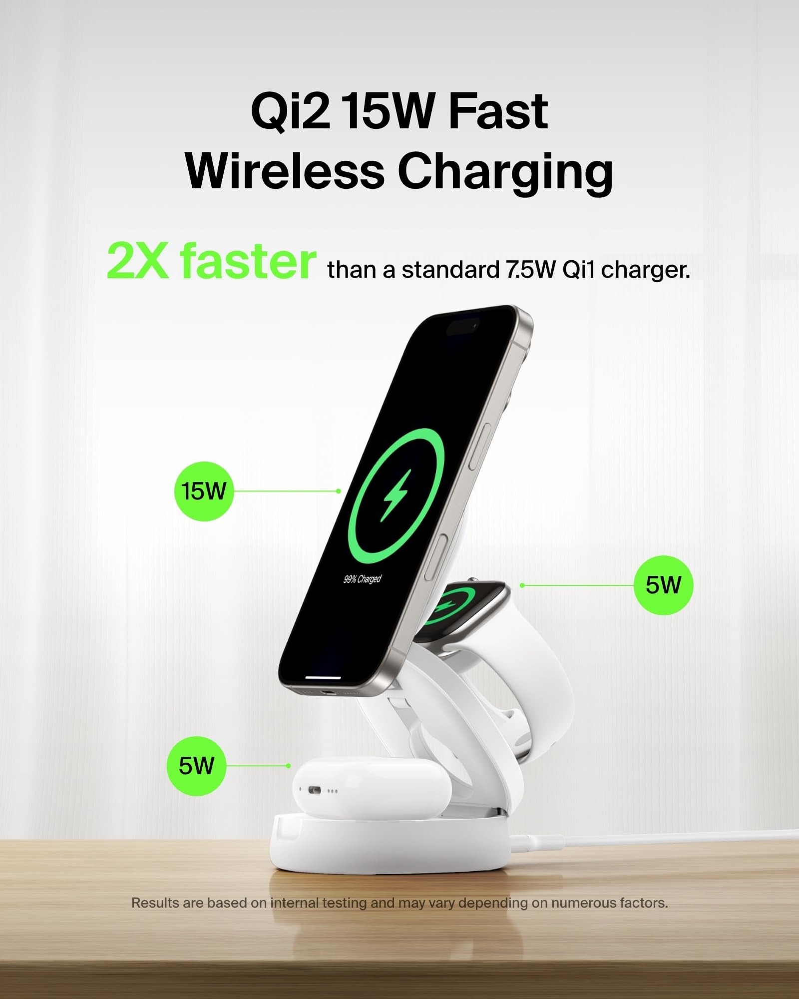 Belkin MagSafe Charger Compatible, 3-in-1 Qi2 Wireless Charging