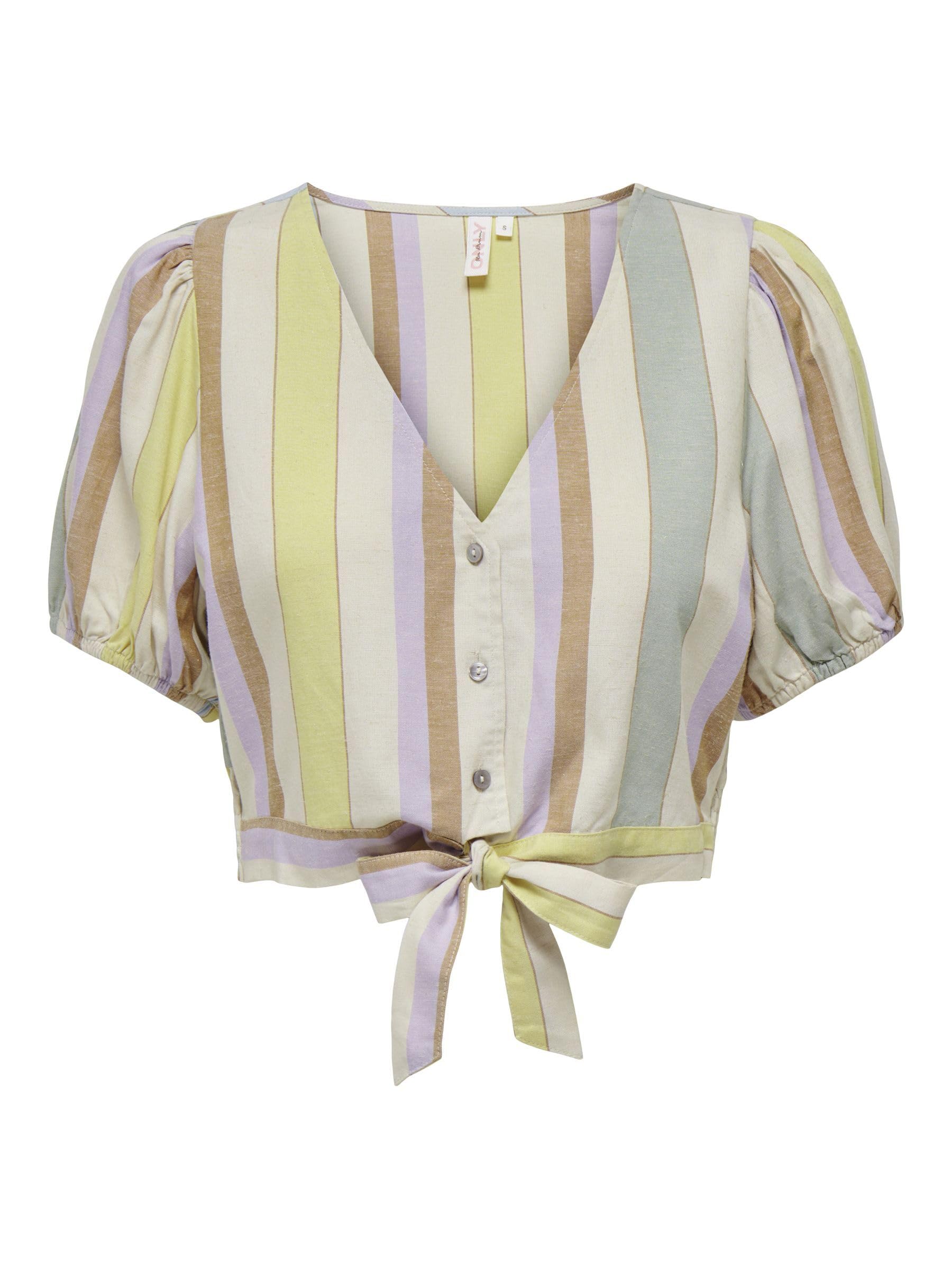 Only Onltine SS Knot Button Top Wvn Blusa de Camisa para Mujer
