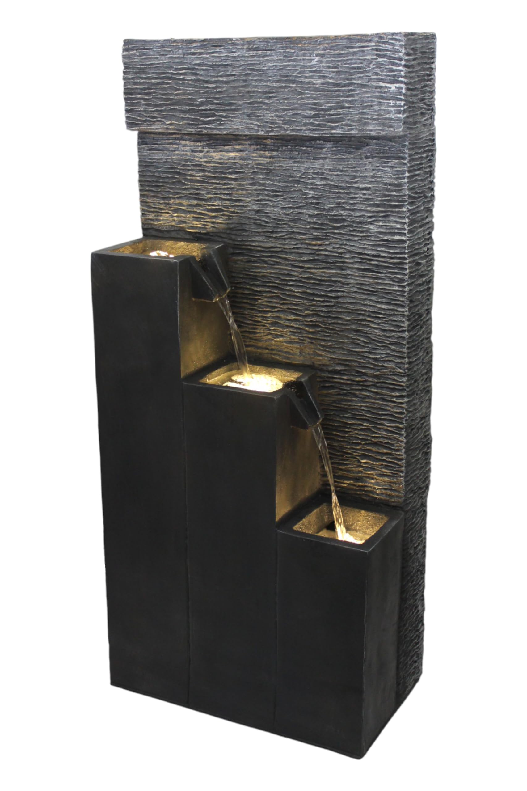 BK846 Grande fontaine avec lumières LED Fontaine de jardin avec bassins décoratifs cascade (101 x 43 x 25,5 cm)