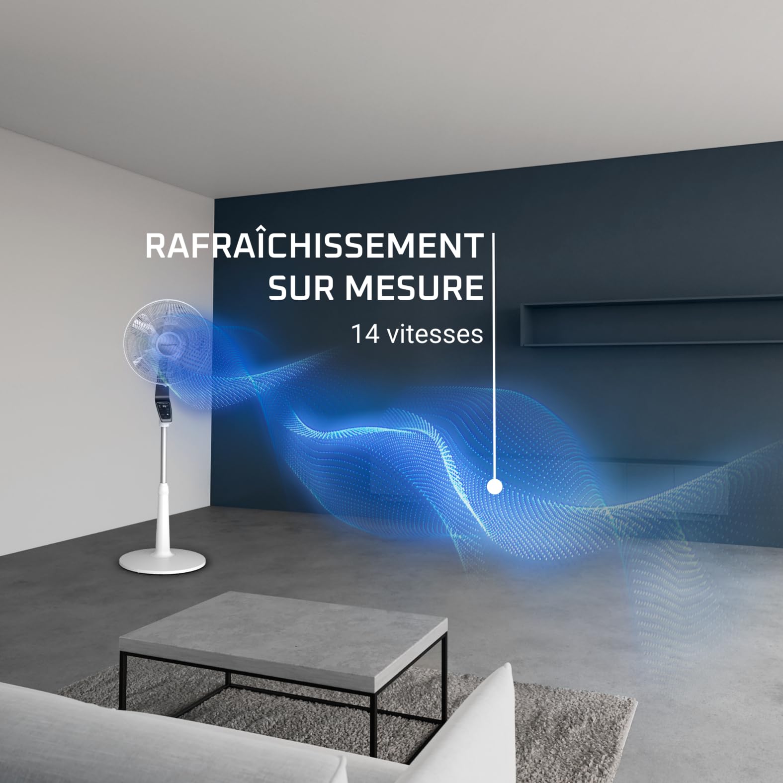 Rowenta Turbo Silence Extreme Ventilateur sur pied, Puissant, Silencieux, Écoénergétique, Design, Timer 12h, Télécommande VU5690F0, Blanc et Métallisé