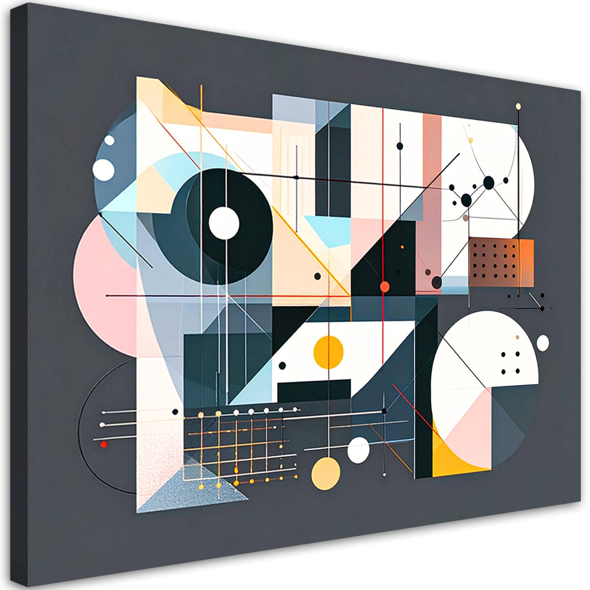 Feeby Bild auf Leinwand - Wandbilder Wohnzimmer Aesthetic - Bauhaus-Abstraktion - 120x80 1tlg - Schlafzimmer Wandekoration - Bilder Zimmer - Living Room - Deko Wandbilder - Moderne Bild