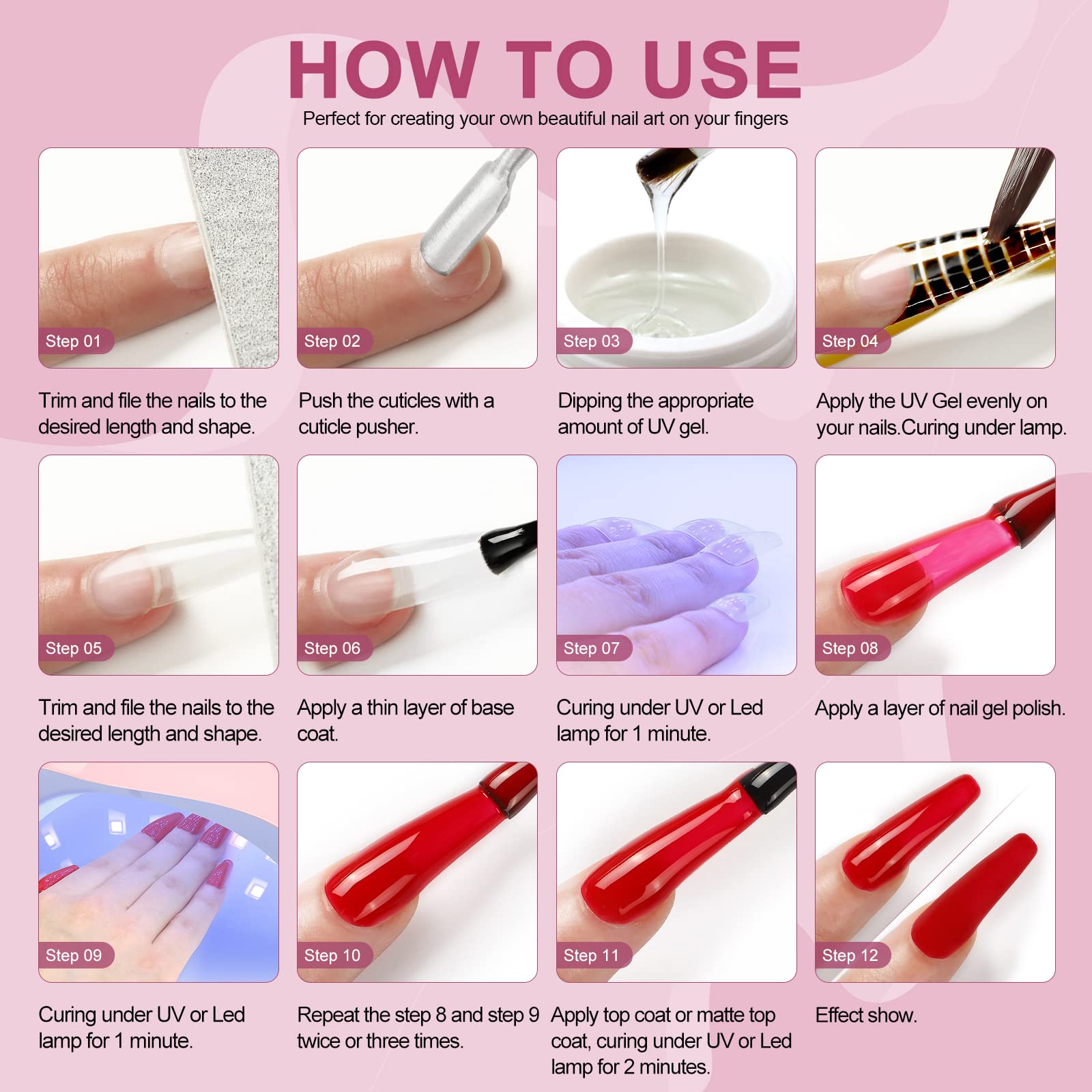PEACECOLOR Kit Uñas Semipermanentes Completo 21PCS Esmalte en Gel 7ml con Matte Top Coat y Basecoat con 36W Lámpara Led Uñas Kit Uñas Poly U-V Gel Uñas de 15ml Accesorios para Manicura