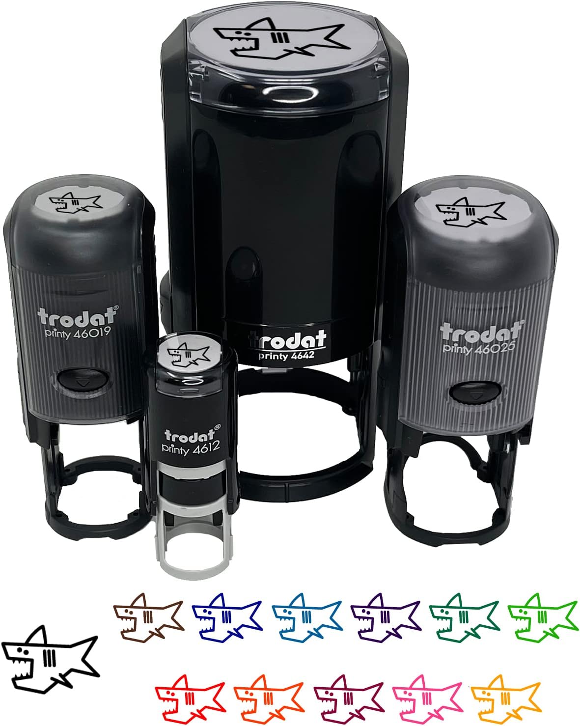 Shark Doodle Self-Inking Rubber Stamp Ink Stamper for Stamping Crafting Planners - 1-1/2 Inch Large - Black Ink