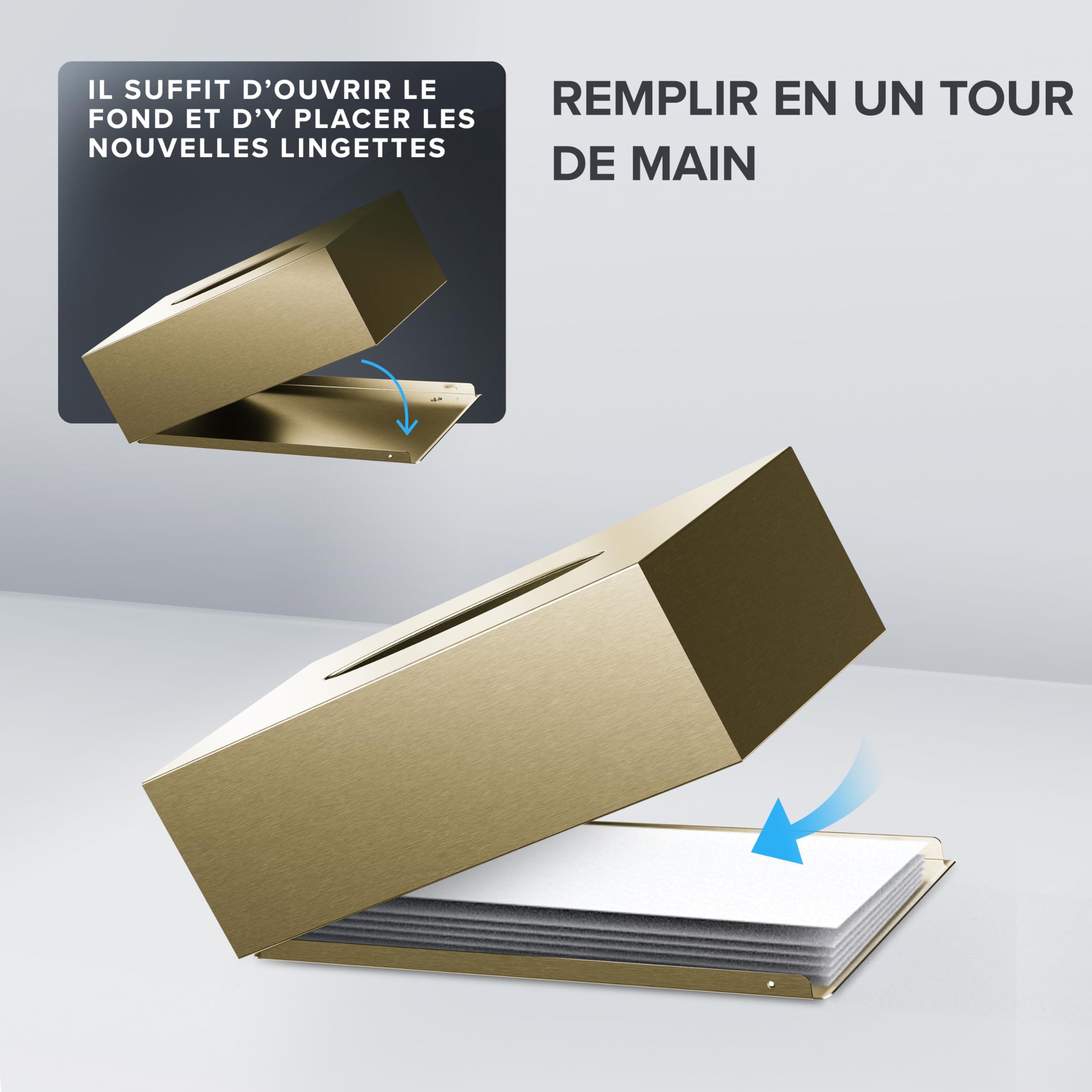 Ovimar Boîte à mouchoirs Uttakleiv | en Acier Inoxydable Fin | Or mouchoirs pour Salle de Bain, Cuisine ou Table à Manger | Montage Mural en Option