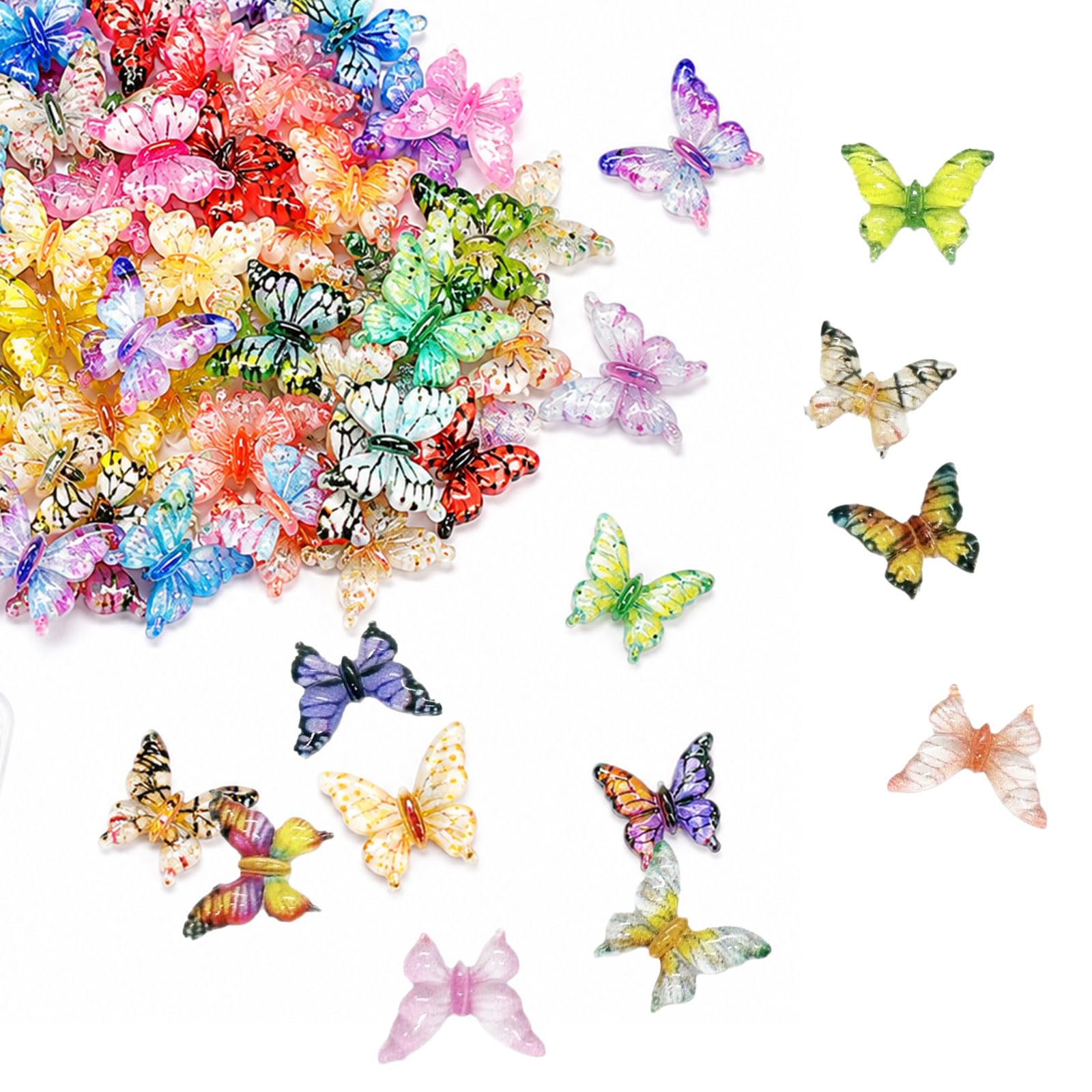 Thfaeyta 100 Pcs Butterfly Decorations, Mini Resin Butterflies for Crafts