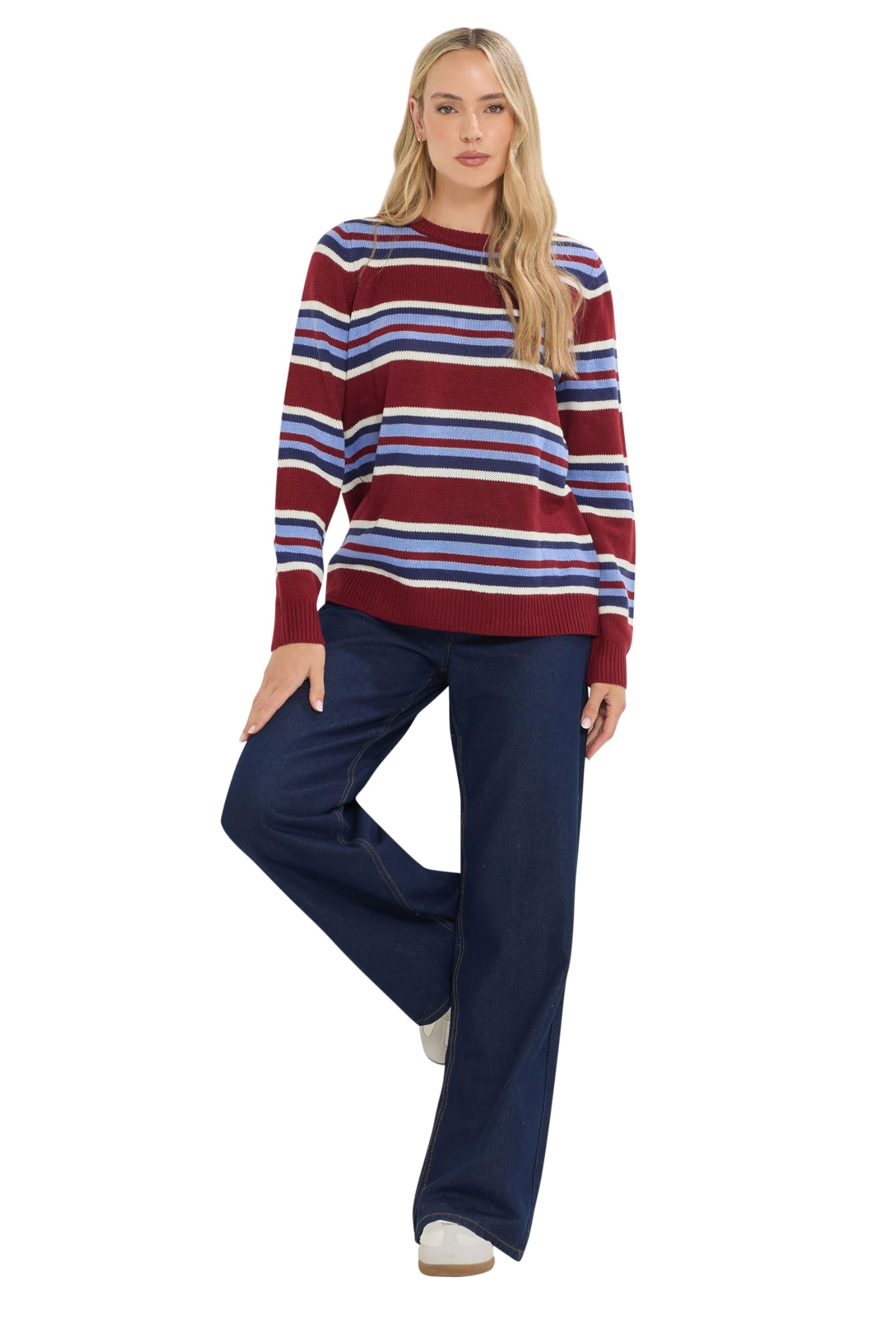 Long Tall Sally - LTS Tall Knitted Stripe Jumper - Women's Red