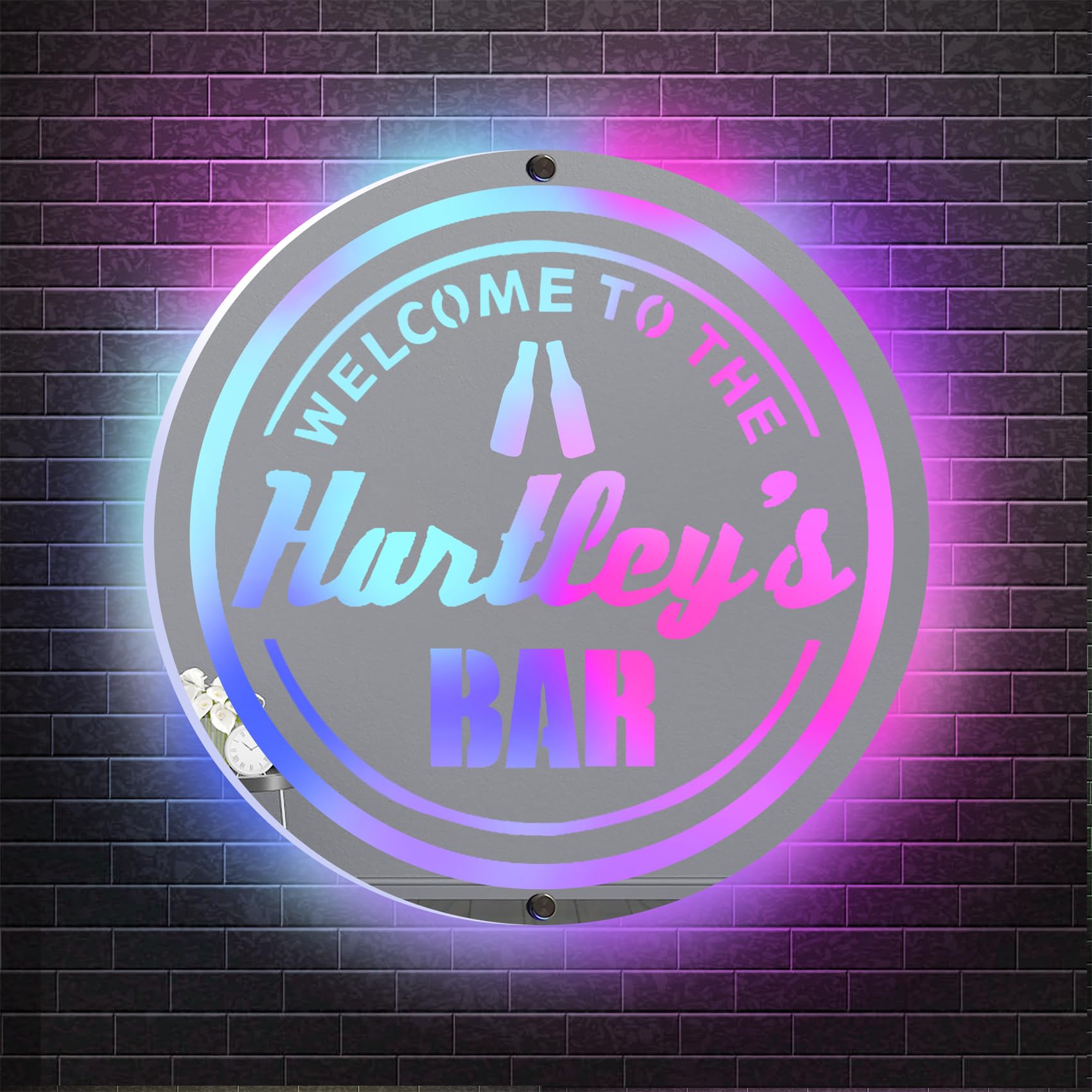 GOOBRRL Personalized Bar Mirror LED Light Custom Home Bar Acrylic Mirror Light Bar Pub Name Sign Bar Man Cave Mirror Light Up Sign Bar Wall Mirror Gifts for Christmas Birthday,A6