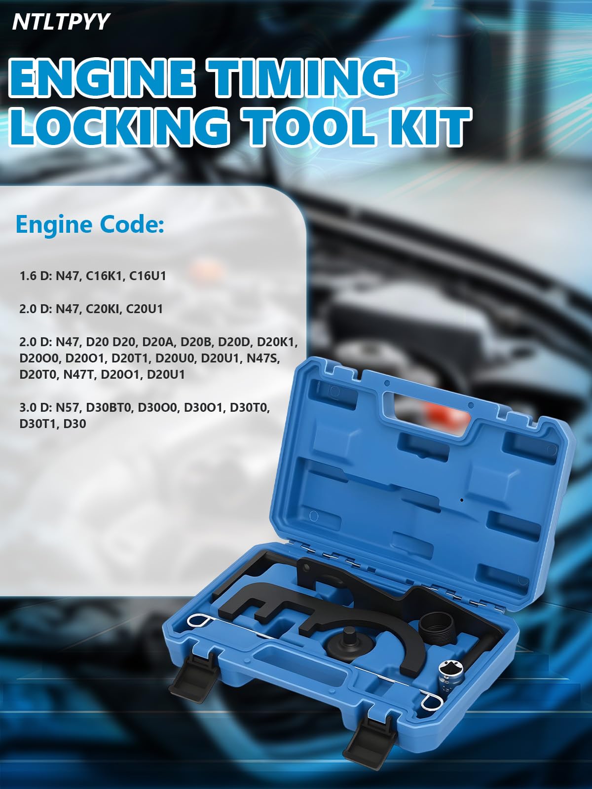 Strumento di Messa in Fase del Motore Compatibile con BMW N47 N47S N57 – Kit di bloccaggio Albero a camme (Sostituzione per Codici OEM 118740, 115320, 118760, 116480)